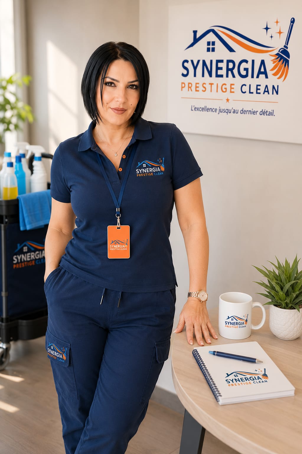 Fondatrice de Synergia Prestige Clean dans son environnement professionnel